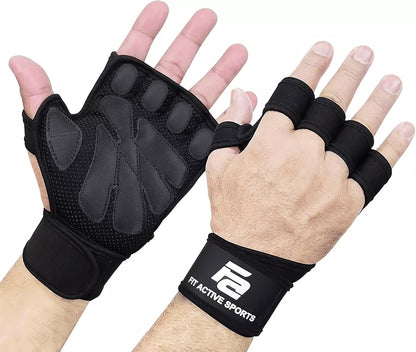 New Ventilated Weight Lifting Workout Gloves with Built-In Wrist Wraps for Men and Women - Great for Gym Fitness, Cross Training, Hand Support & Weightlifting.