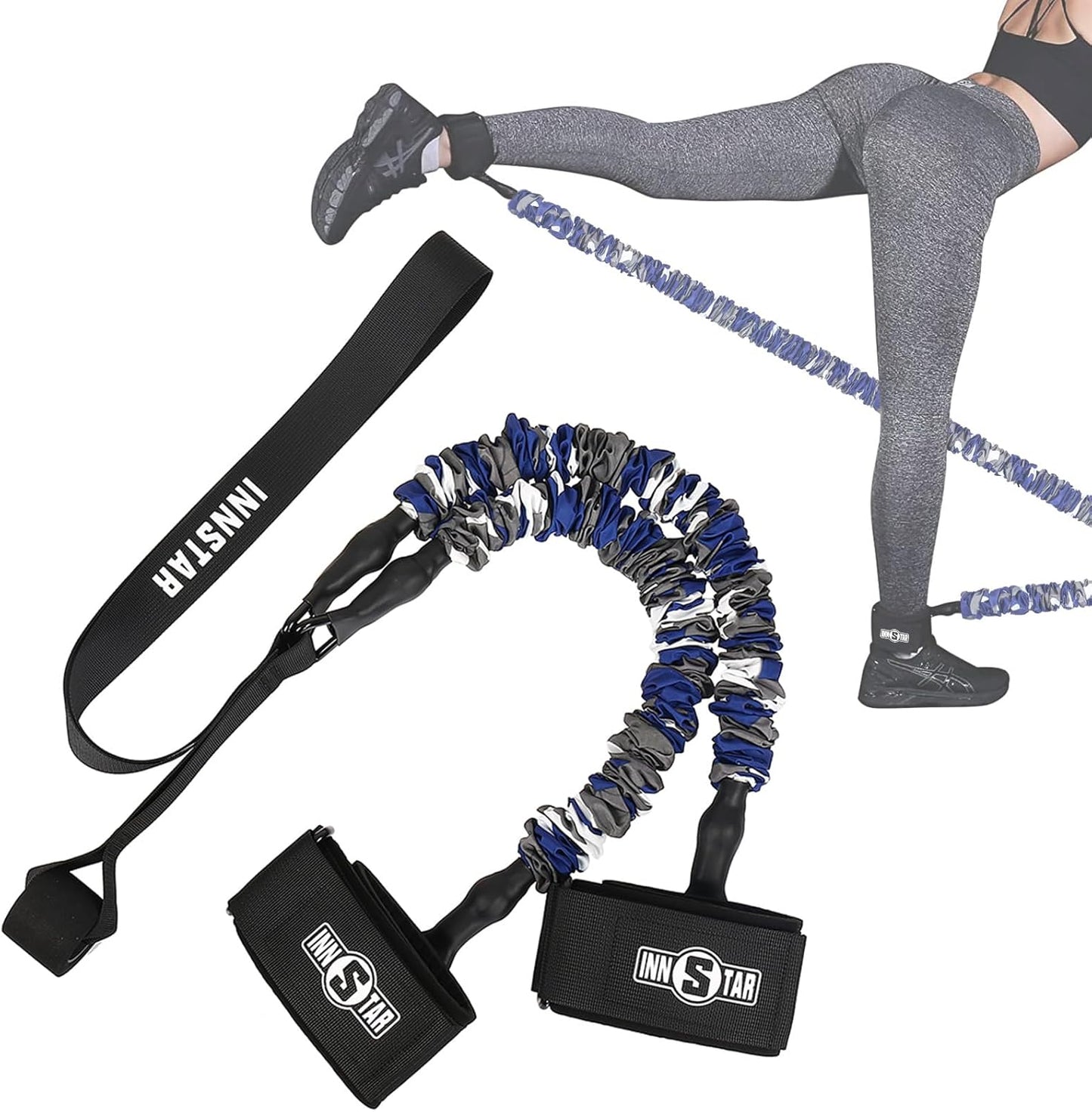 Booty Resistance Band Glute Cord Cable Machine for Hip Home Workout Cable Kickbacks with Instructions & Carry Bag