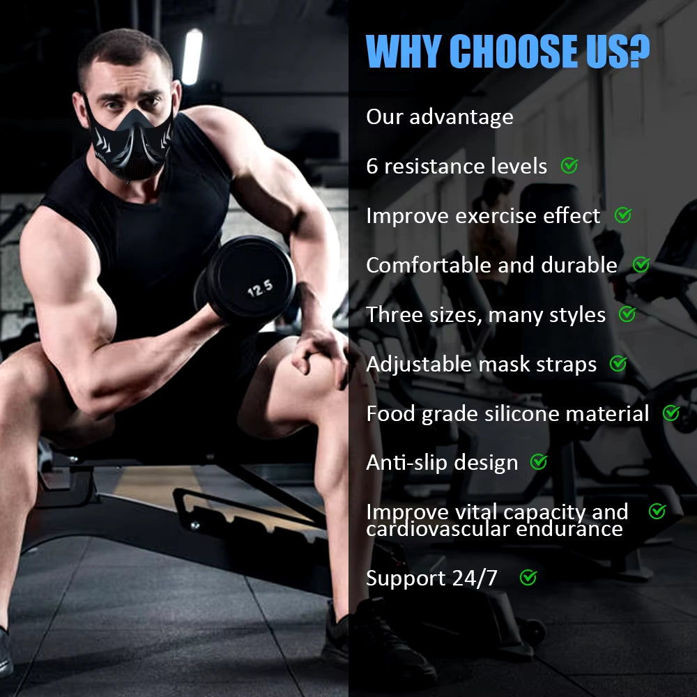 MMA Cardio Workout 3.0 Running Resistance Elevation Endurance Mask for Riding Face Fitness High Altitude Training Sports Mask