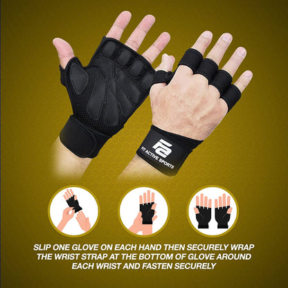 New Ventilated Weight Lifting Workout Gloves with Built-In Wrist Wraps for Men and Women - Great for Gym Fitness, Cross Training, Hand Support & Weightlifting.