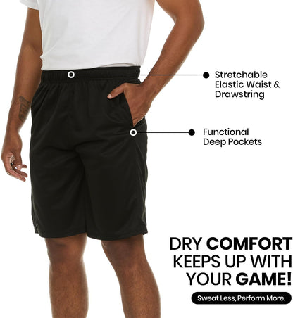 Athletic Shorts for Men - 4 Pack Men'S Activewear Quick Dry Basketball Shorts - Workout, Gym, Running