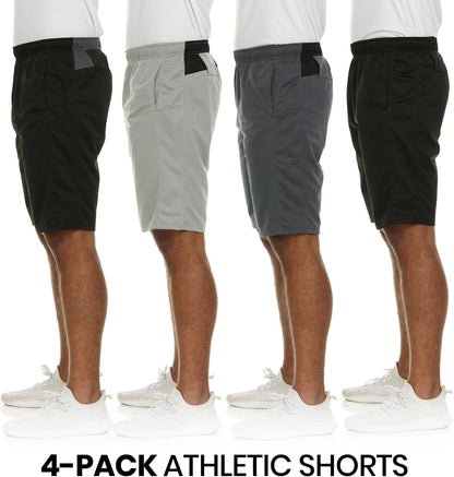 Athletic Shorts for Men - 4 Pack Men'S Activewear Quick Dry Basketball Shorts - Workout, Gym, Running